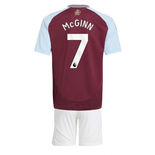 Otroški Nogometni dresi Aston Villa John McGinn #7 Domači 2024-25 Kratek Rokav (+ Kratke hlače)